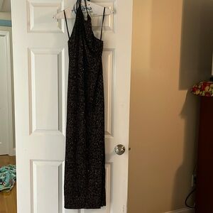 Black with bronze sparkle spandex dress